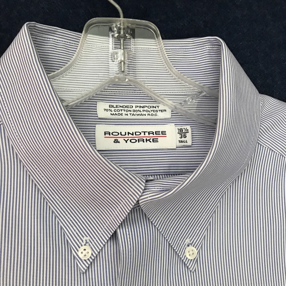 Mens Blue and white Striped long sleeve dress shirt
